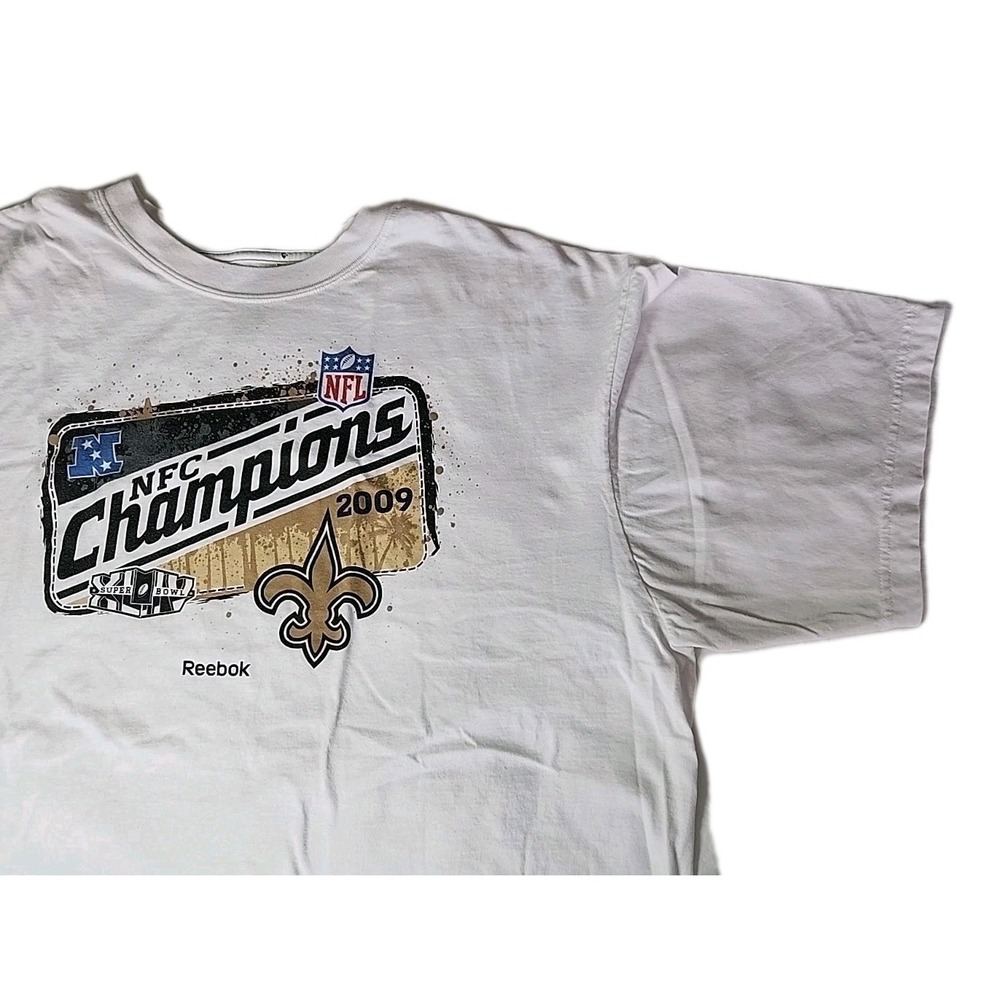 New Orleans Saints Reebok Men's 2XL NFC Champions White Short Sleeve T-Shirt EUC
